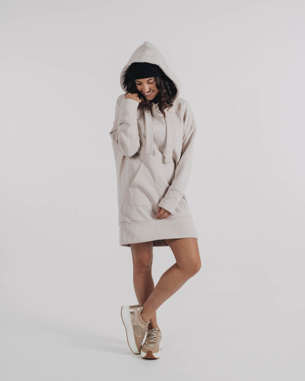 cream hoodie dress